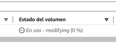 Estado de modificación de volumen en EBC AWS