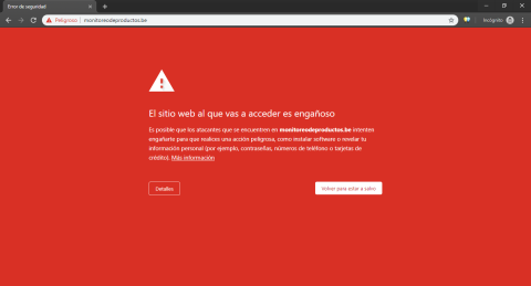 Ejemplo, página bloqueada por detección phishing. Roban claves virtuales de Davivienda, Phishing